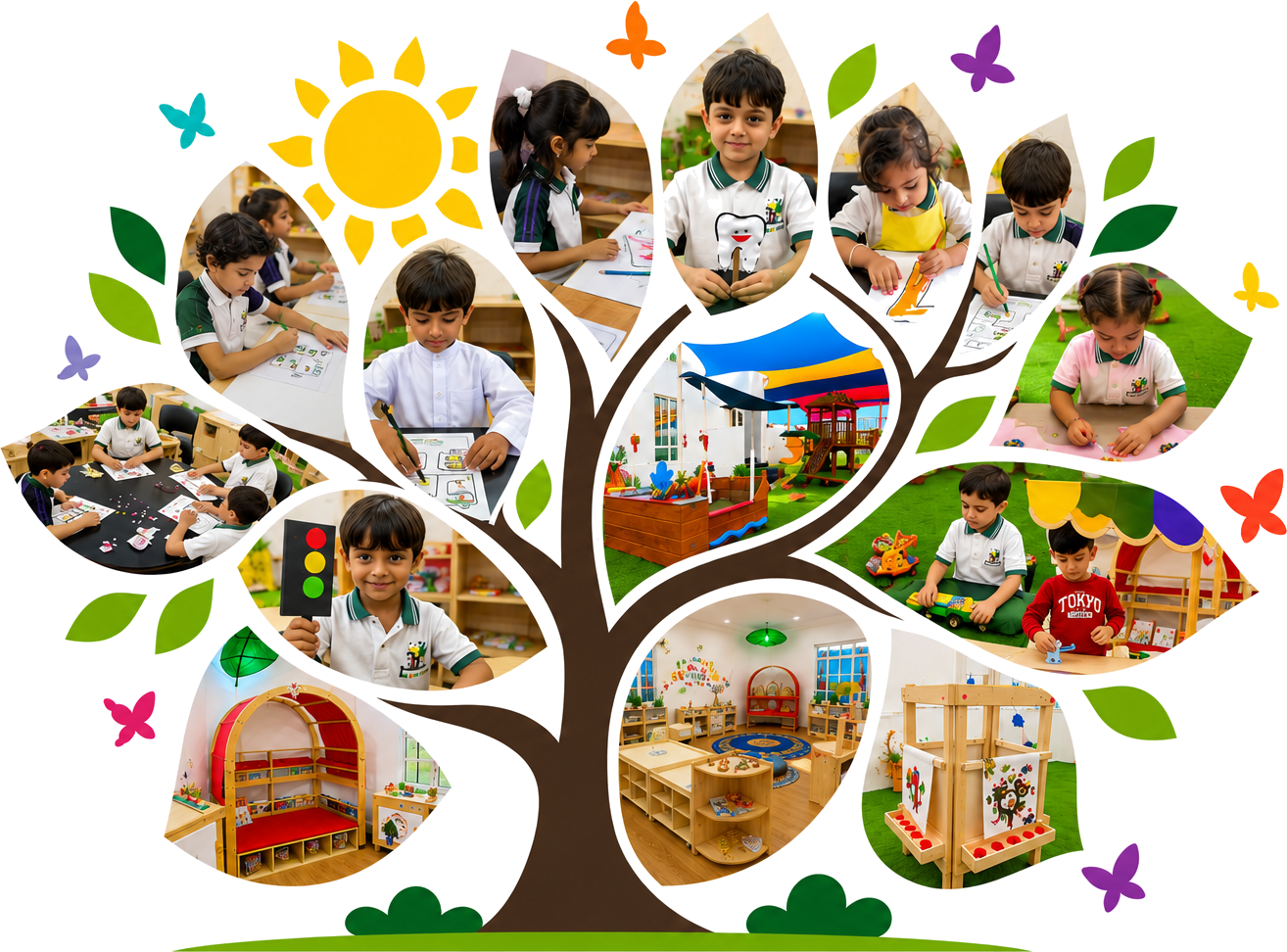 Grow With Me photo-collage tree made from moments at our Al Khoud campus
